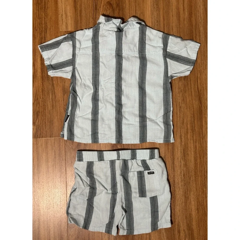 VOLCOM Blue Striped Rayon Short Set 2-Piece Set - Boy’s Size 5